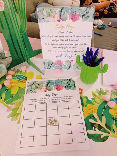 Baby Shower Bingo for a cacti baby shower | Busy Life Healthy Wife