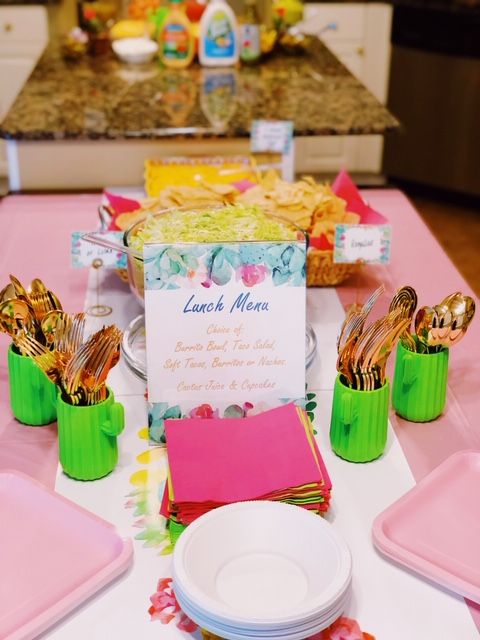 pink lunch menu for cactus baby shower | Busy Life Healthy Wife