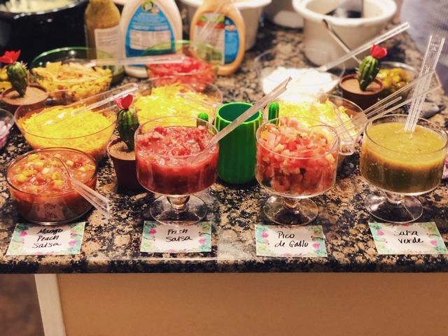 salsa bar at cactus baby shower | Busy Life Healthy Wife