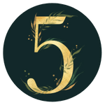 a gold number five with foliage delicately wrapped around it and the whole thing encircled dark green | Busy Life Healthy Wife | Holistic Healer and Spiritual Business Coach