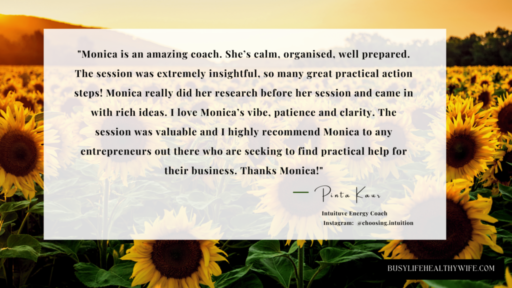 Pinta Kaur Testimonial on an image of sunflowers